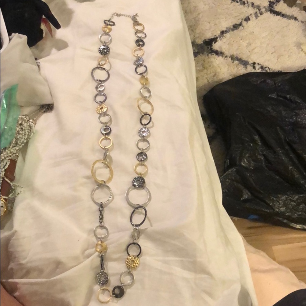Lia Sophia long necklace two tone metal